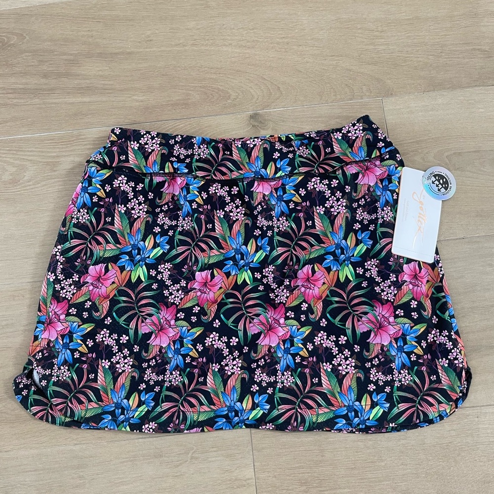 Gottex Floral Design Tennis Skirt  / Skort Pickle Ball  NWT Large 82.00